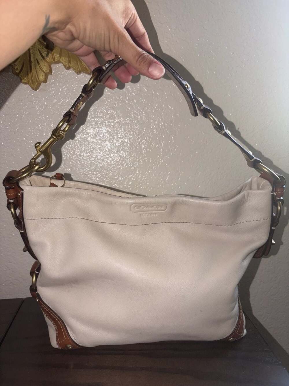 Coach Carly Cream Leather Shoulder Bag